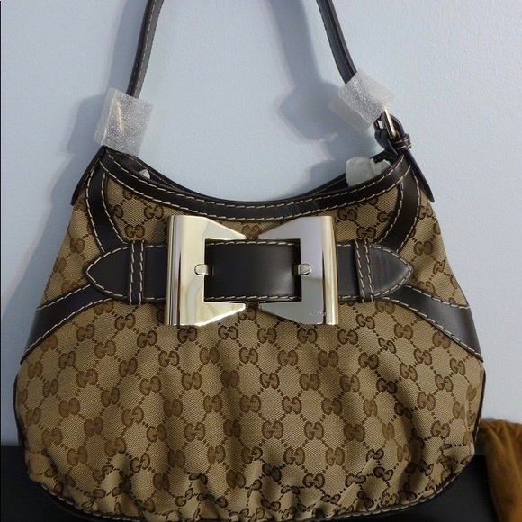 New Authentic Gucci GG Canvas Queen Hobo w/bow bag - Picture 1 of 5